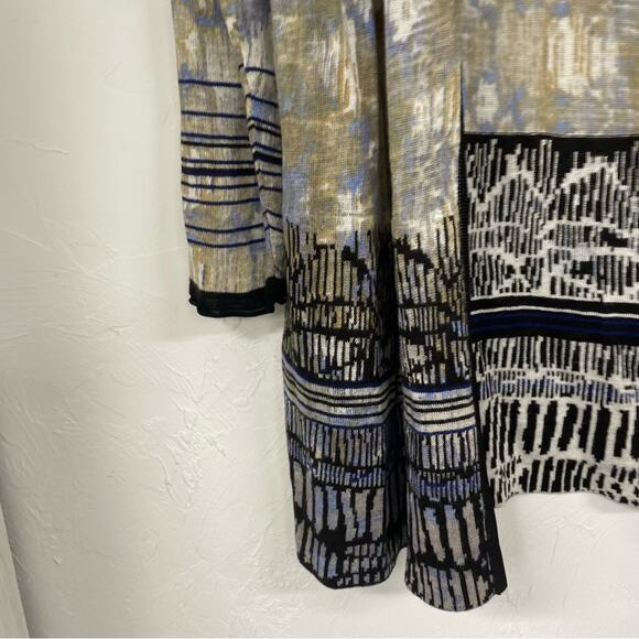 Nic & Zoe Blue & Gold Printed Open Front Lightweight Cardigan Sweater Womens S - Picture 5 of 8